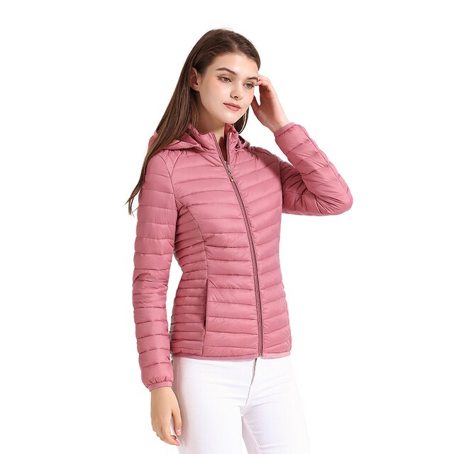 Celine - Ultraleichte gepolsterte Pufferjacke Mantel mit abnehmbarer Kapuze Outdoor