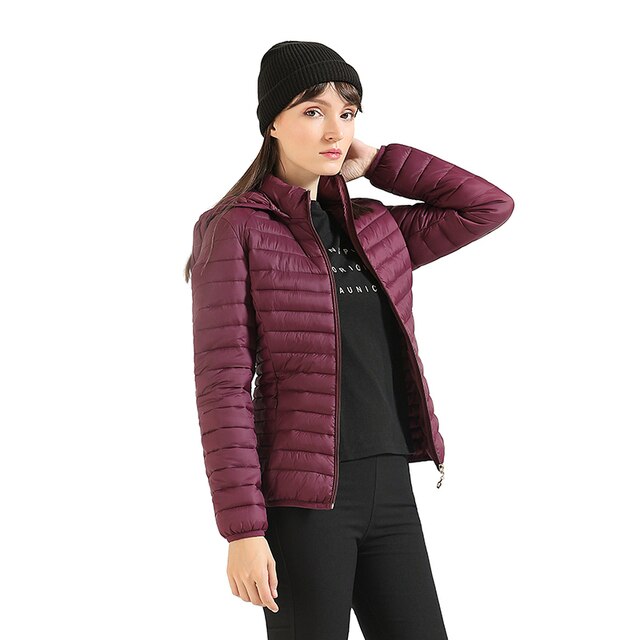 Celine - Ultraleichte gepolsterte Pufferjacke Mantel mit abnehmbarer Kapuze Outdoor