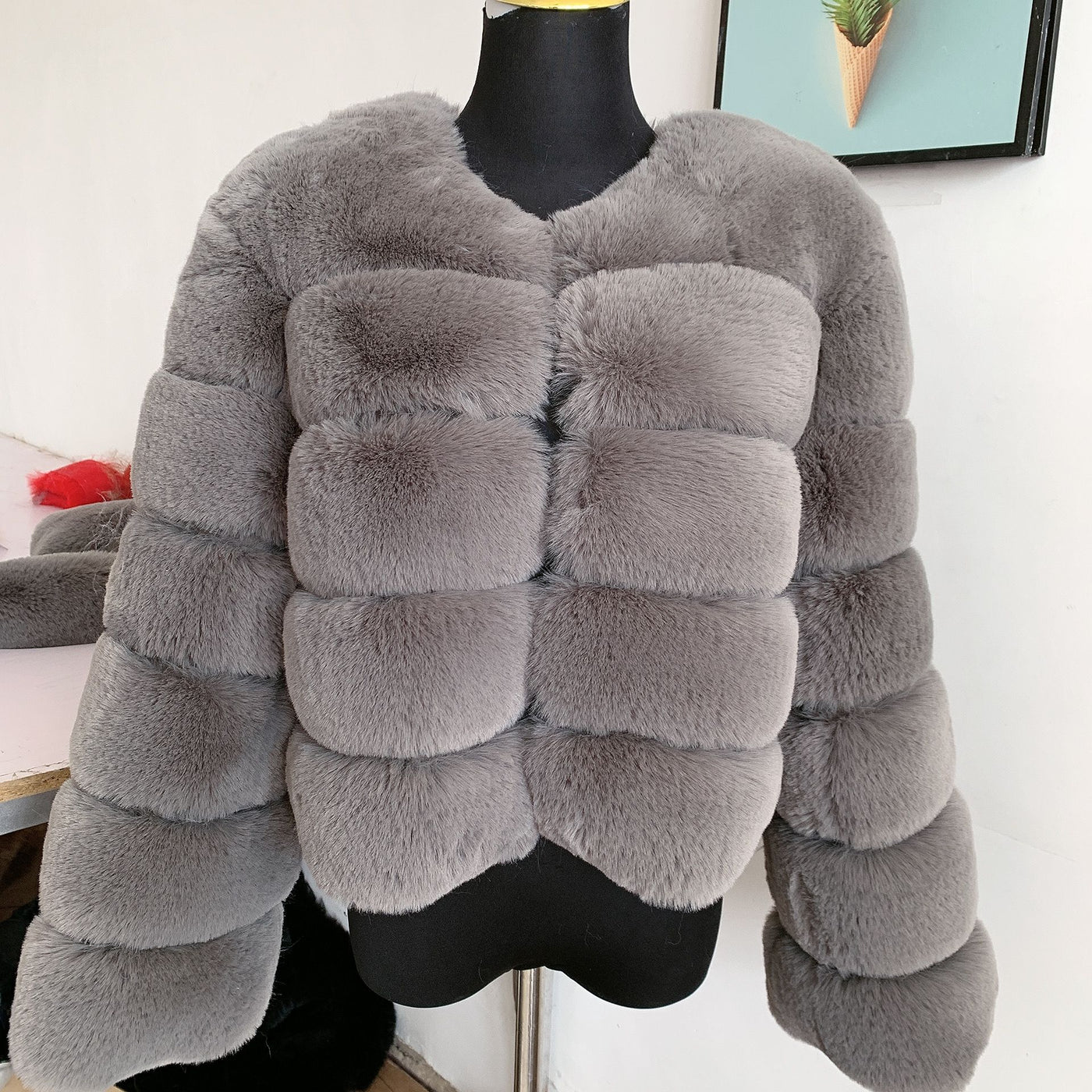 Frauen Mode Mantel Super heiß kurz Fuchspelz flauschig Jacke