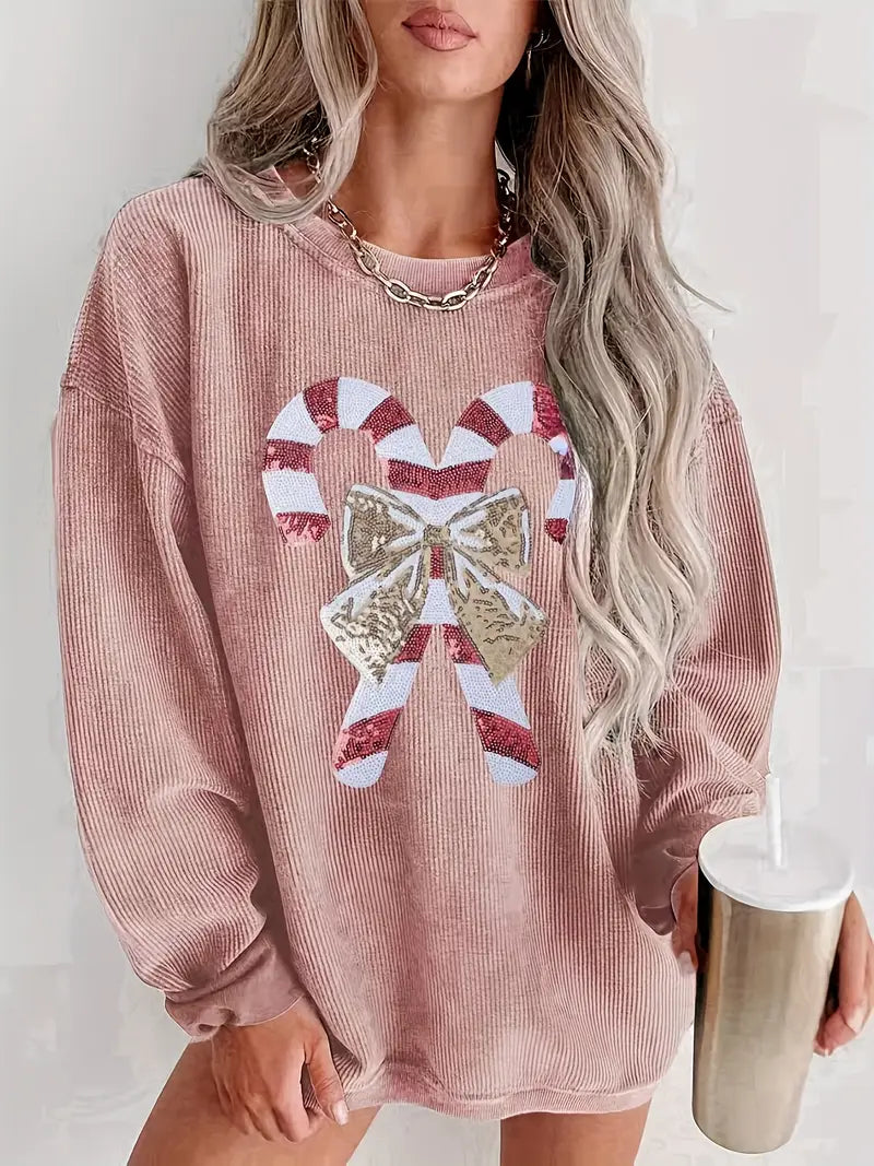 Weihnachts-Sweatshirt mit Pailletten-Stickerei – Kuschelig, Polyester