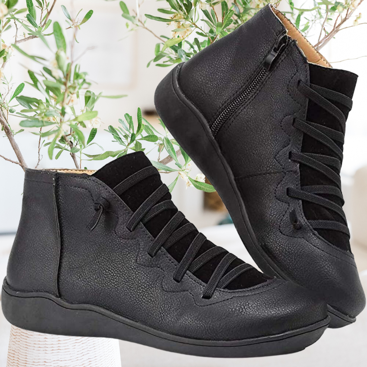 Alvarie - Die Vintage Schnürstiefel aus echtem Leder mit Fell