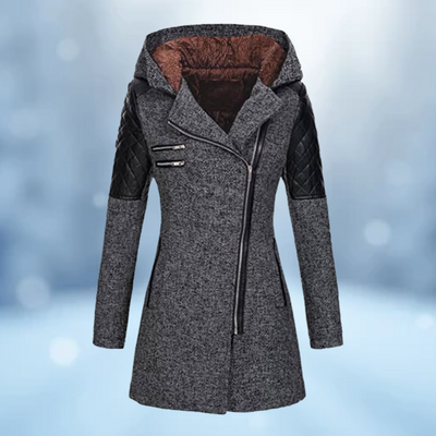 Stylische Winterjacke - Warmes, schräges Reißverschlußdesign