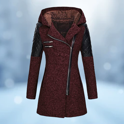 Stylische Winterjacke - Warmes, schräges Reißverschlußdesign