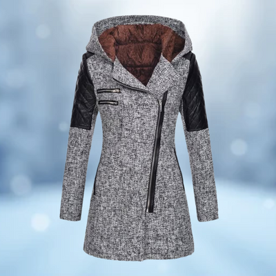 Stylische Winterjacke - Warmes, schräges Reißverschlußdesign