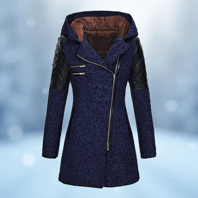 Stylische Winterjacke - Warmes, schräges Reißverschlußdesign