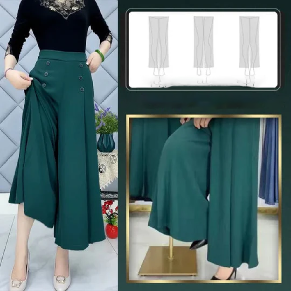 Selene - Modische Bundfaltenhose mit weitem Bein