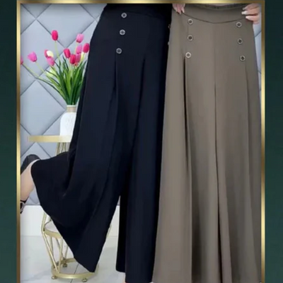 Selene - Modische Bundfaltenhose mit weitem Bein