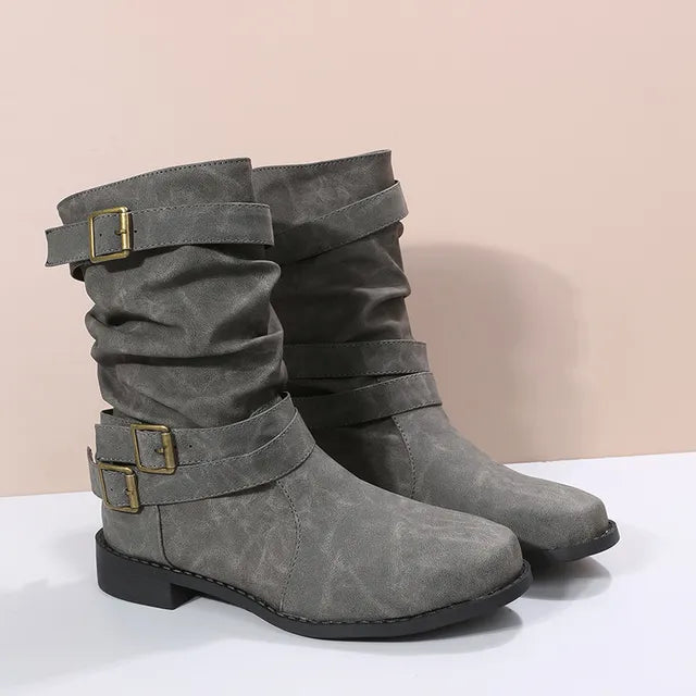 Cilly - Die neue Mode runde Zehe mit Metallverzierung Stiefelette