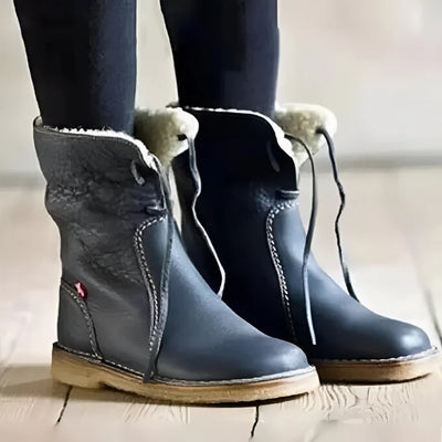 Wasserdichte Winterstiefel mit Wollfutter und Weichem Leder