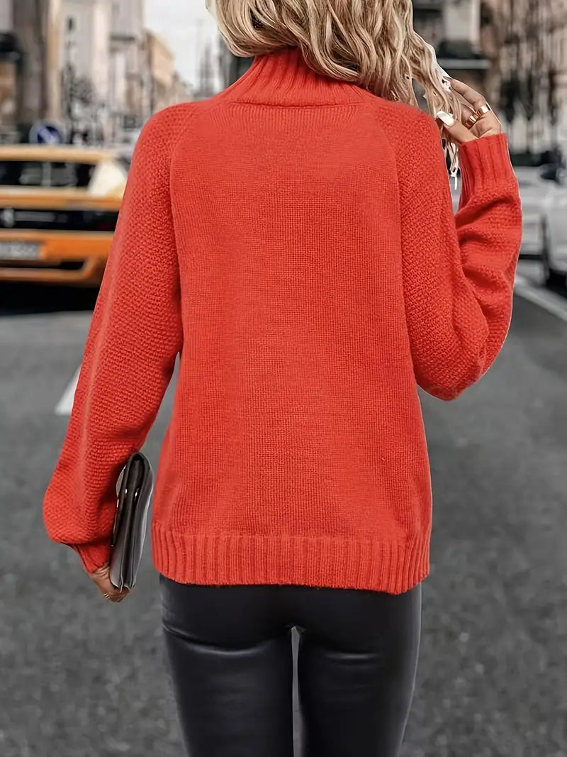 Mode Lässig Hoher Kragen Rollkragenpullover – Damen