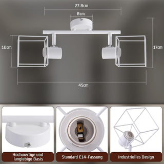 Deckenstrahler – Moderne & schwenkbare Deckenlampe (E14) – Weiß