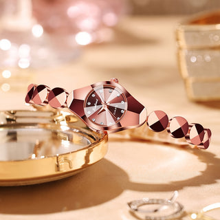 Damen Elegante Roségoldene Armbanduhr