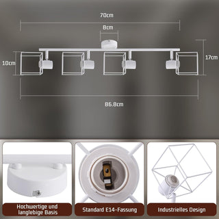 Deckenstrahler – Moderne & schwenkbare Deckenlampe (E14) – Weiß