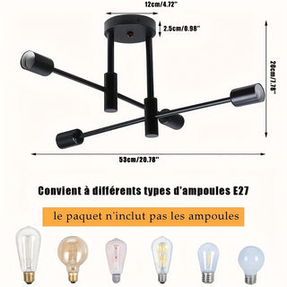 Industrielle Satellitenleuchte Schwarz, E26, Metall, für Schlafzimmer & Wohnzimmer