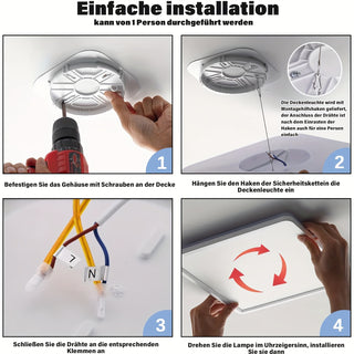 Moderne LED-Deckenleuchte 29cm, Fernbedienung, 3200lm, 3000-6500K