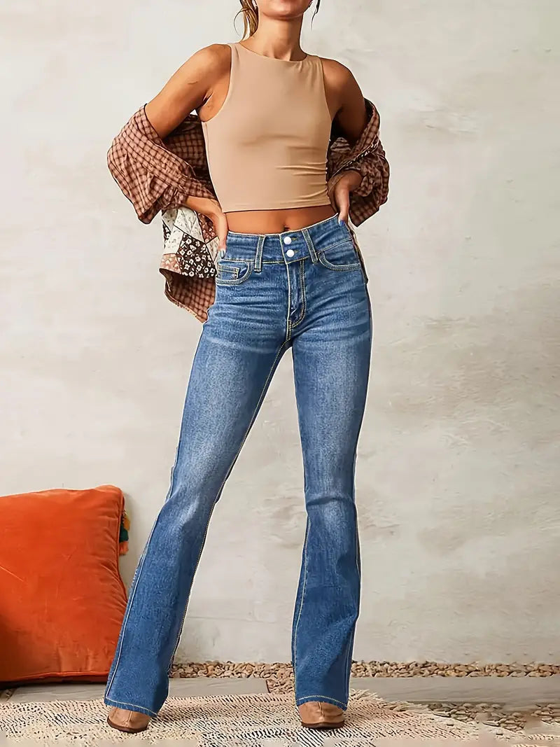 Skinny-Jeans mit hoher Taille - Stretch-Baumwollmischung