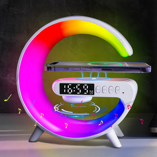 Smart RGB Tischleuchte mit Wecker & Lautsprecher – Kabelloses Laden