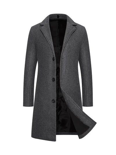 Erwan - Neuer Herrenmantel aus Wolle, halblang, einreihig, Trenchcoat Jacke