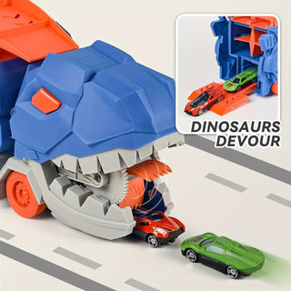 Dinosaurier Ultimate Hauler mit 25 Zoll Rennstrecke – Faltbar & T-Rex Geschenk für Kinder