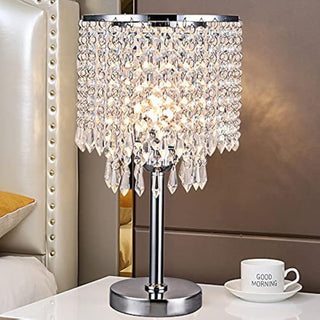 Elegante Kristall-Nachttischlampe mit Rundstand für Schlafzimmer & Wohnzimmer