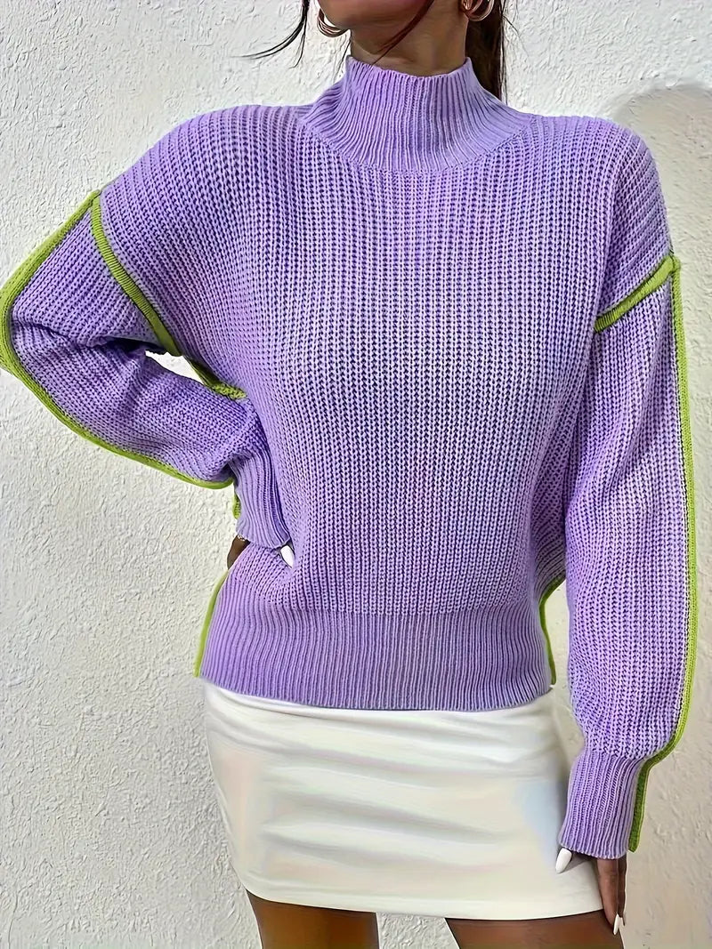 Rollkragenpullover – Eleganter Colorblock-Stil