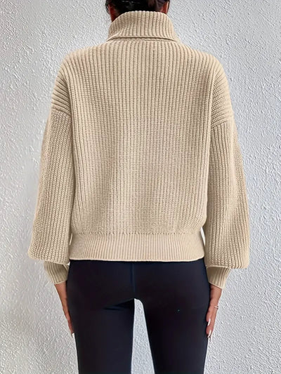 Rollkragenpullover mit hängenden Schultern Pullover – Casual Langarm Sweater für Damen