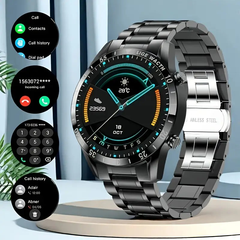 Vollkreis Wasserdichte Touchscreen Smartwatch mit Stahlband