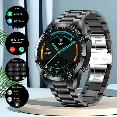 Vollkreis Wasserdichte Touchscreen Smartwatch mit Stahlband