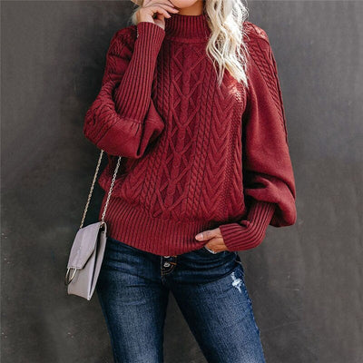 ChillChic Jacquard Pullover mit hohem Halsausschnitt