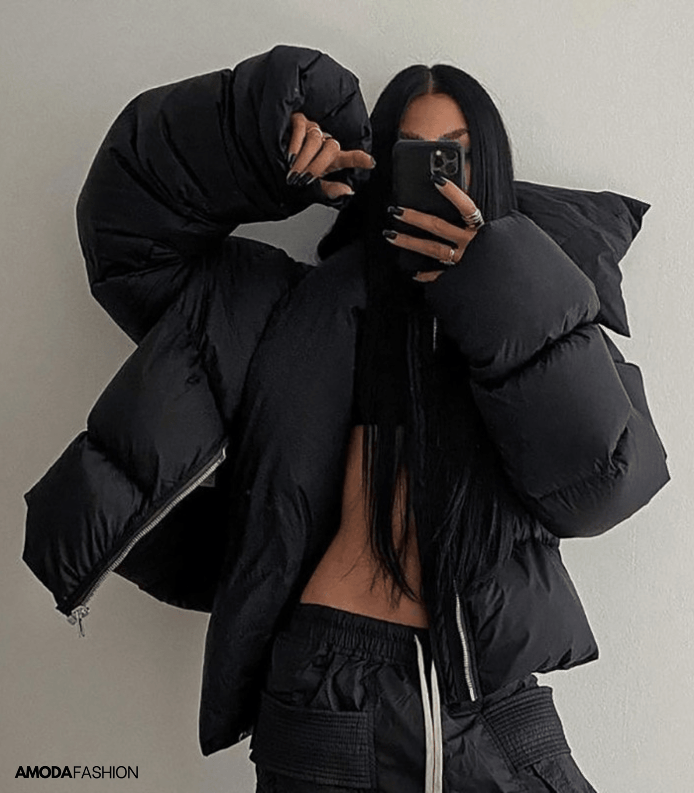 Oversized-Pufferjacke mit Rollkragen