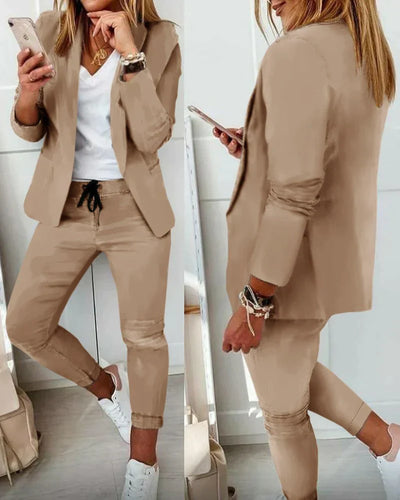 Belle - Broek met koord en blazer Set