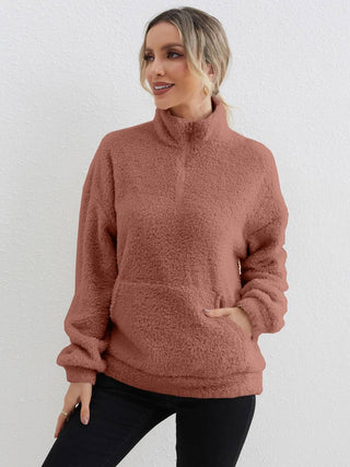 Damen-Sweatshirt mit Reißverschluss und Taschen