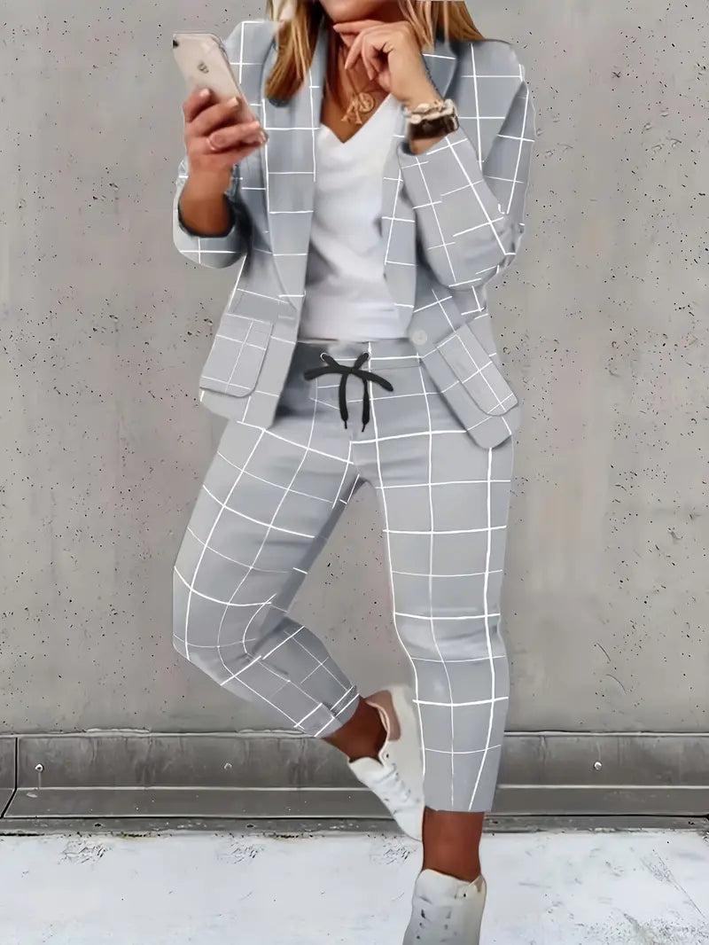 Geschäftlicher Chic Anzug Langarm Blazer & Büro Hose Set