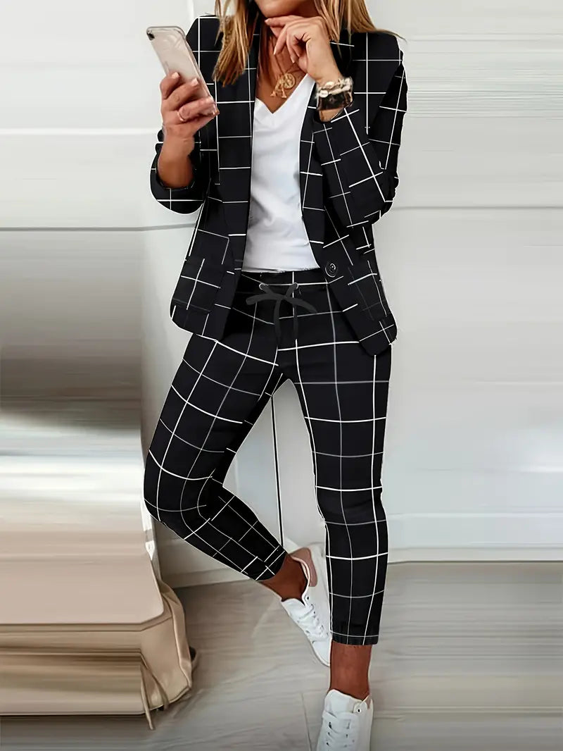 Geschäftlicher Chic Anzug Langarm Blazer & Büro Hose Set