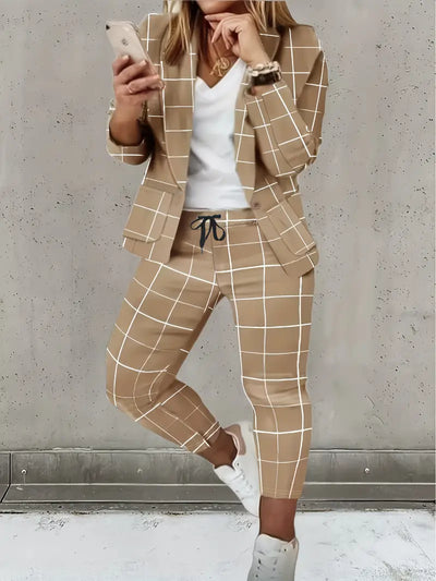 Geschäftlicher Chic Anzug Langarm Blazer & Büro Hose Set